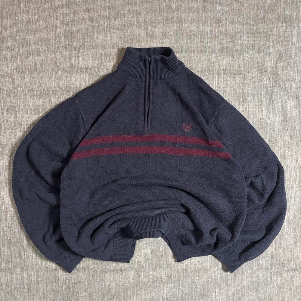 Chaps Navy and Burgundy quarter zip sweatshirt -‎ L